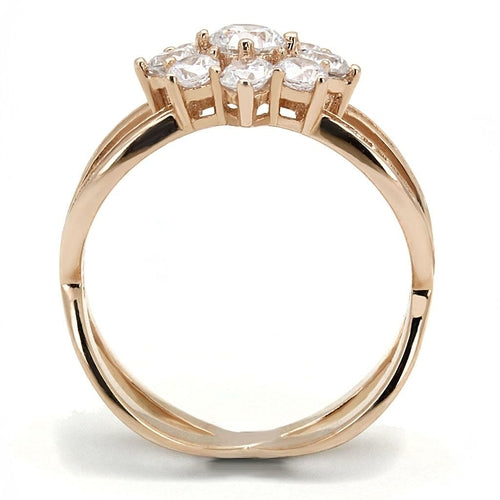 TS586 - Rose Gold 925 Sterling Silver Ring with AAA Grade CZ in Clear
