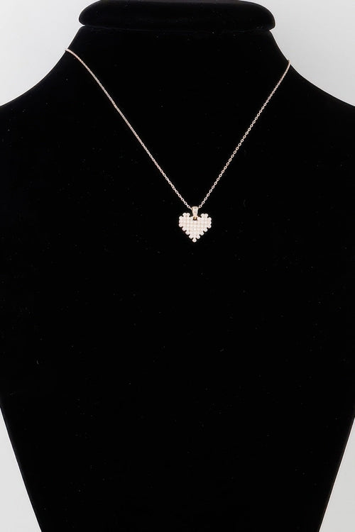 Block Pearl Heart Necklace