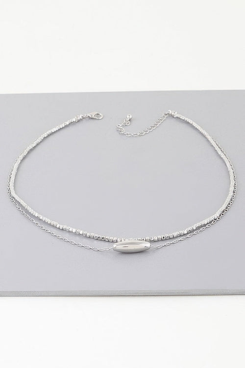 Double Cube Beaded Oval Chain Necklace