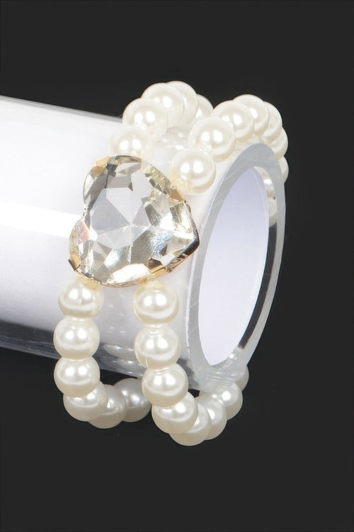 Faux Pearl Stone Elastic Bracelet